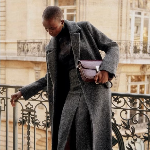 NWT Sezane Eloane Gray Herringbone Skirt - Picture 4 of 12